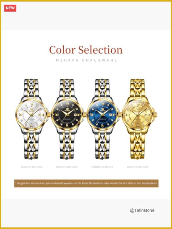 Women\'s Stainless Steel Quartz Watch with Date, Luminous Dial, Water Resistant main image 5